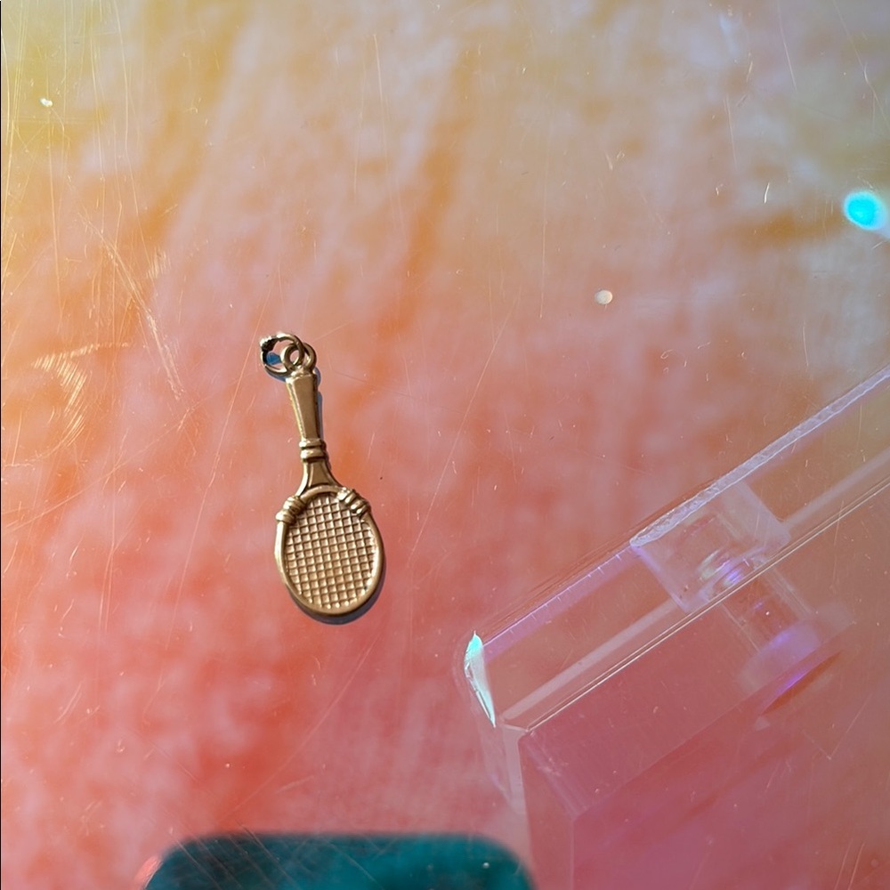 Gold Tennis Racket Charm - Picture 2 of 7